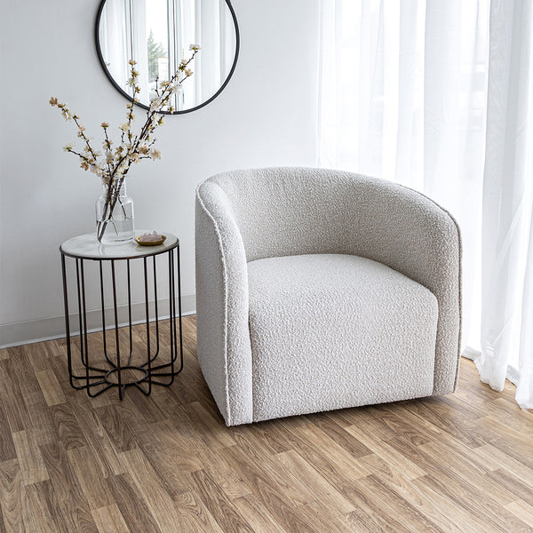 Helen Swivel Chair – Off White Boucle