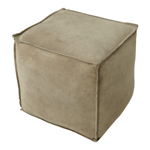 Jules Light Grey Suede Pouf