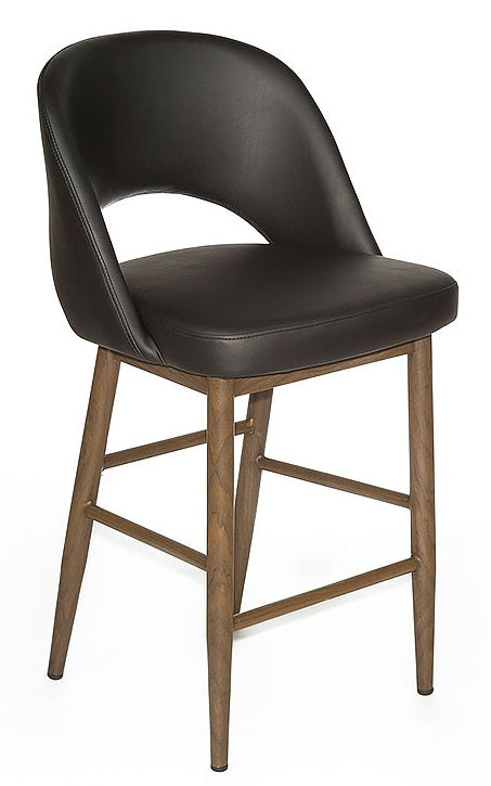 Harry Counter Stool - Black PU/Black Walnut Base