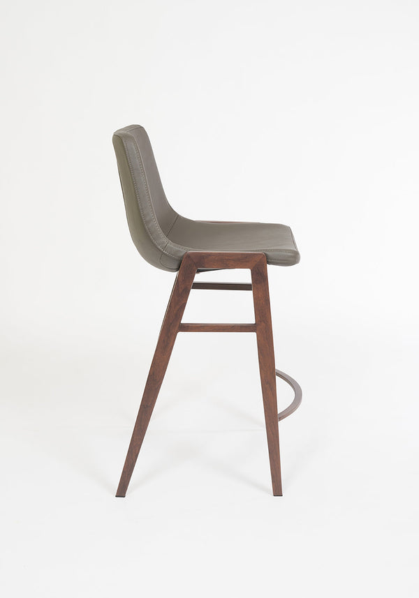 Rocket Bar Stool - Grey with Black Walnut