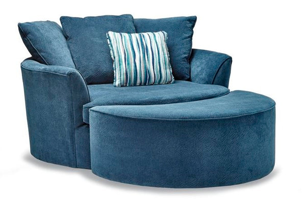 Robson Chair & Ottoman in Indigo - Custom Made