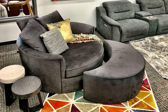 Robson Chair & Ottoman in Indigo - Custom Made