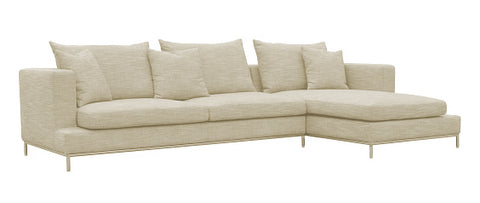 Simena Sectional Sofa - Cream Tweed Fabric
