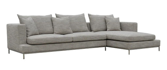 Simena Sectional Sofa - Grey Tweed Fabric