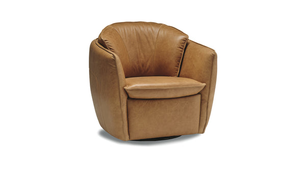 Jaymie Leather Swivel Chair (Saddlebag Coin)