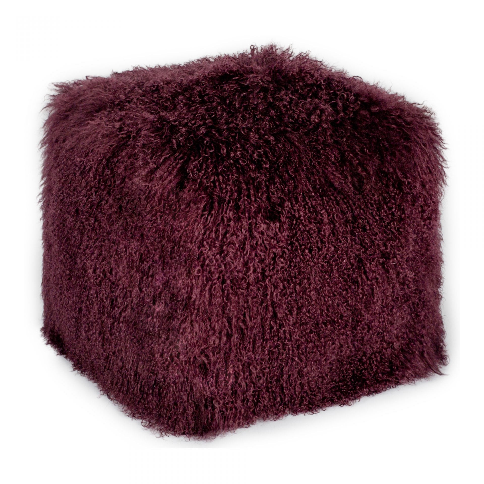 Lamb Fur Pouf - Purple