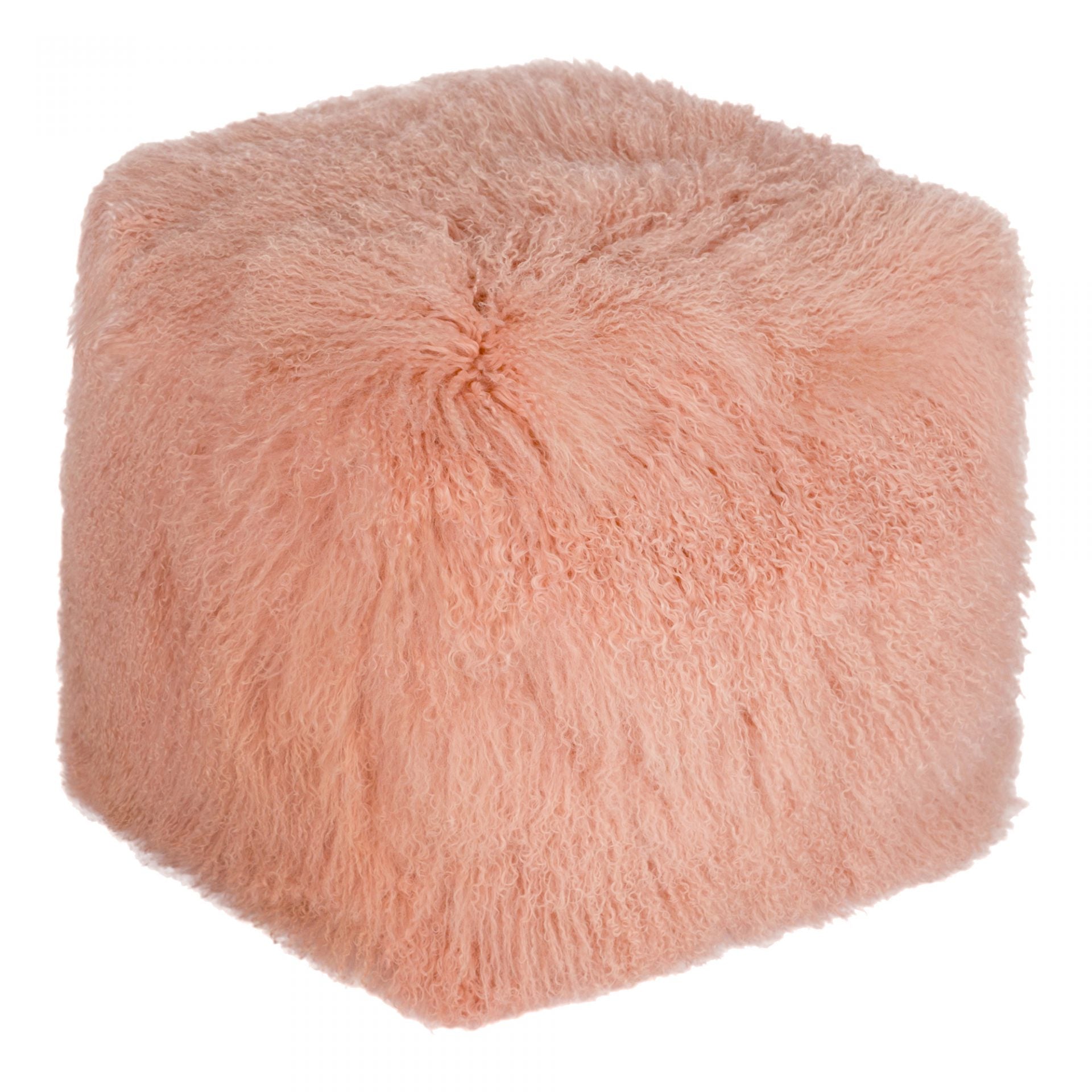 Lamb Fur Pouf - Pink