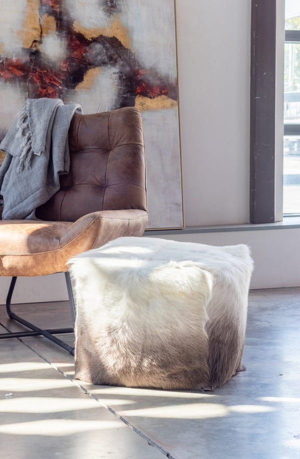 Goat Fur Pouf - Cappuccino Ombre