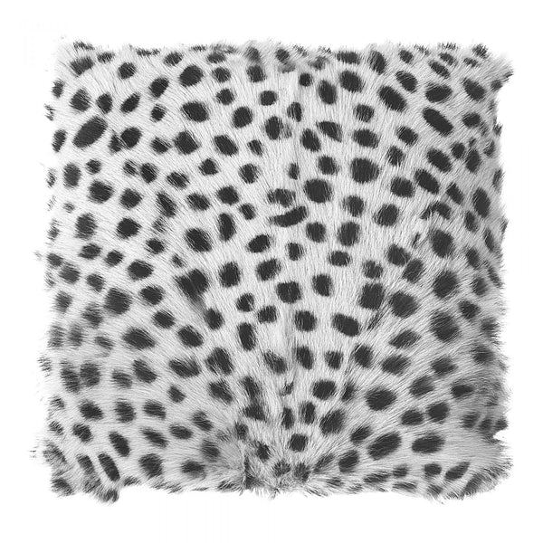 Spotted Goat Fur Pouf - Light Grey