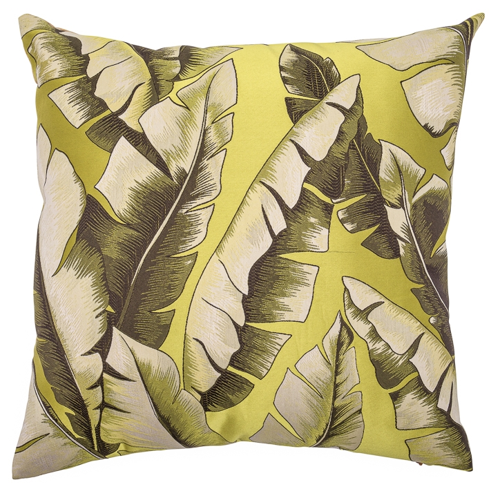 Banana Leaf Satin Green Woven Accent Cushion