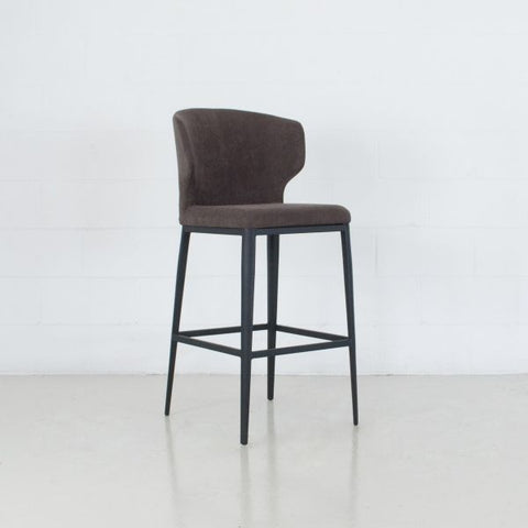 Bow Fabric Counter Stool - Dark Grey with Metal Base