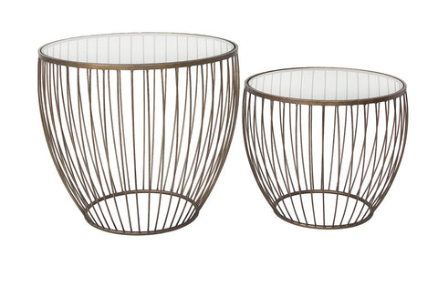 Cyclone Glass New Gold Accent Tables - Set of 2