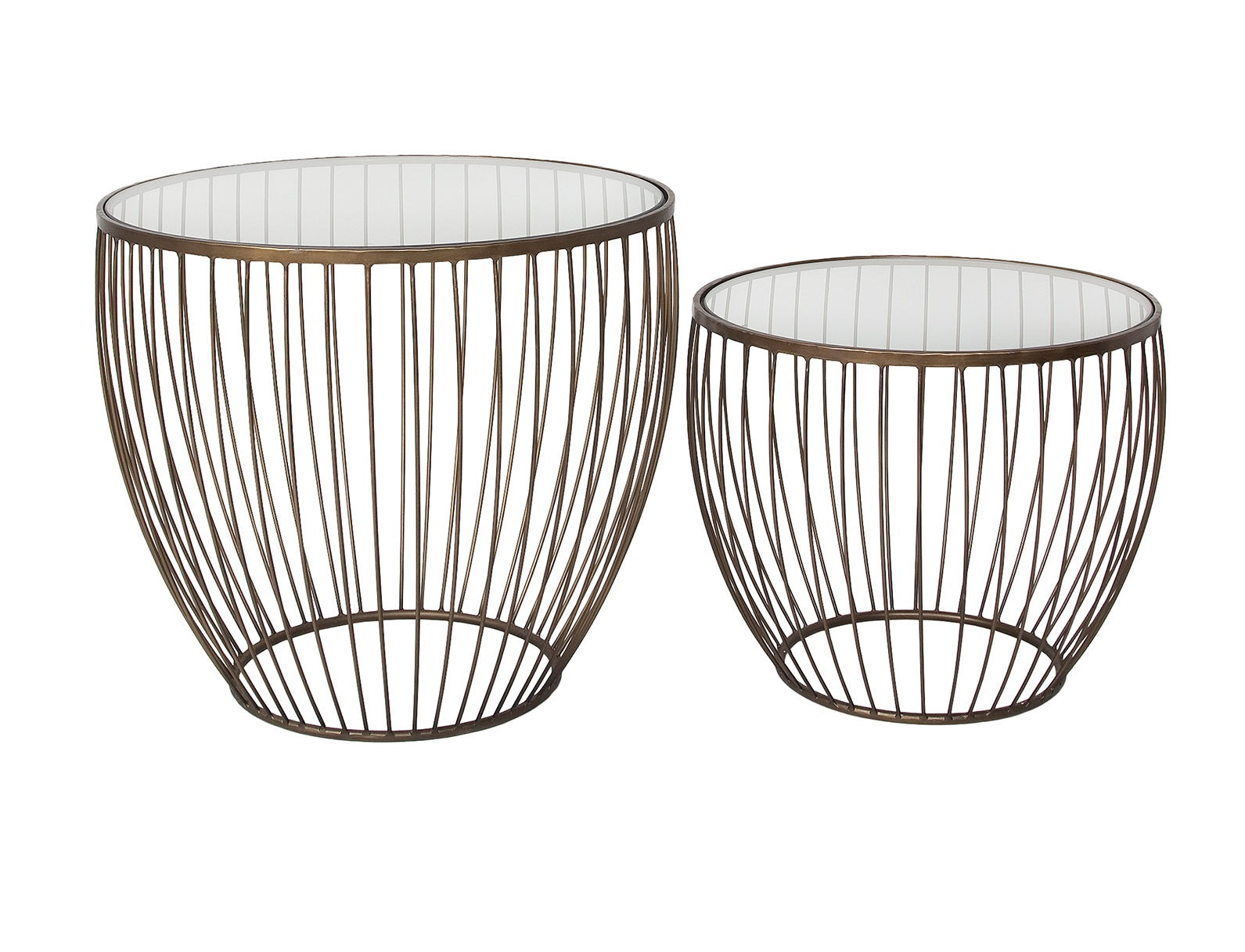 Cyclone Glass Gold Accent Tables - Set of 2