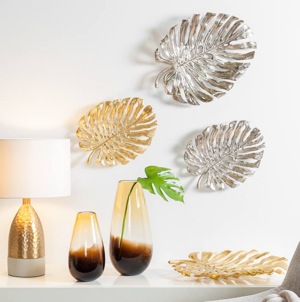 Lux Monstera Gold Leaf Wall Platter - Small