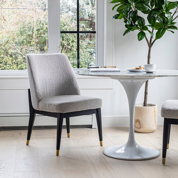 Fawcett Dining Chair – Taupe Boucle/Black Base