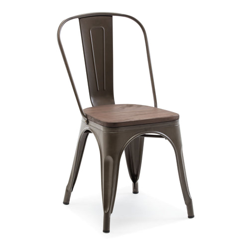 Gunmetal Rochelle Chair - Wood Seat