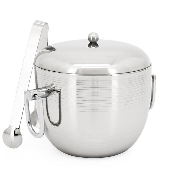 Linear Curve Double Wall Ice Bucket w/ Tongs