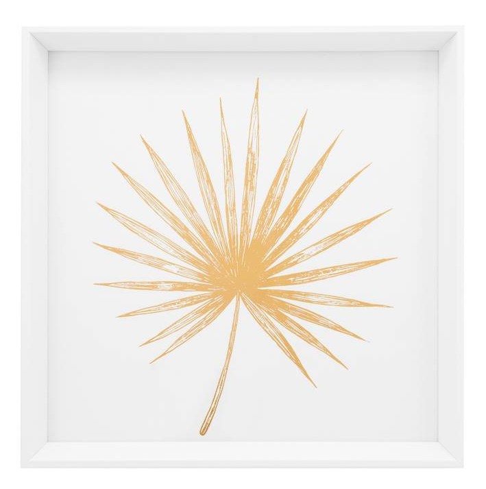 Gold Spike Palm Leaf Framed Canvas Print
