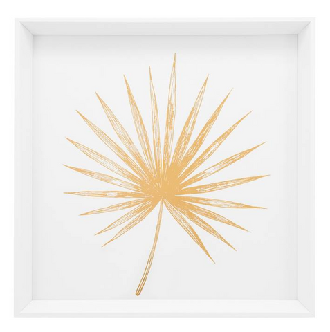 Gold Spike Palm Leaf Framed Canvas Print