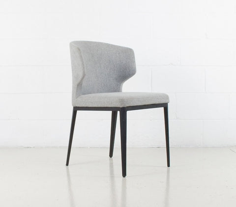 Bow Fabric Dining Chair - Light Grey with Black Metal Base