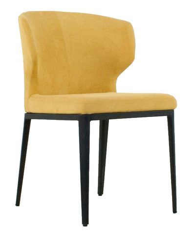 Bow Fabric Dining Chair - Mustard with Black Metal Base