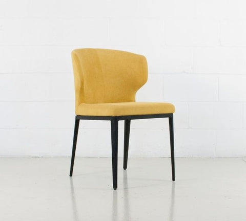 Bow Fabric Dining Chair - Mustard with Black Metal Base