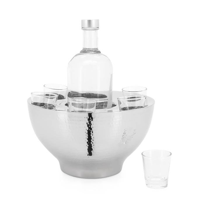 Kiro Hammered Vodka Chiller Set w/ Glasses