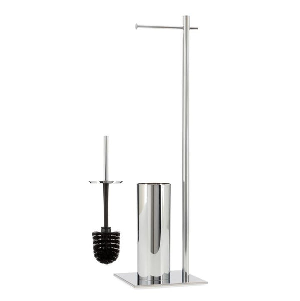 Vero Chrome Standing Toilet Paper And Brush Holder