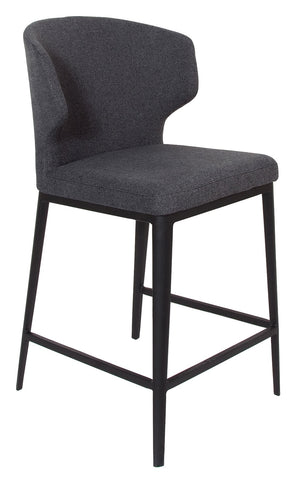 Bow Fabric Counter Stool - Dark Grey with Metal Base