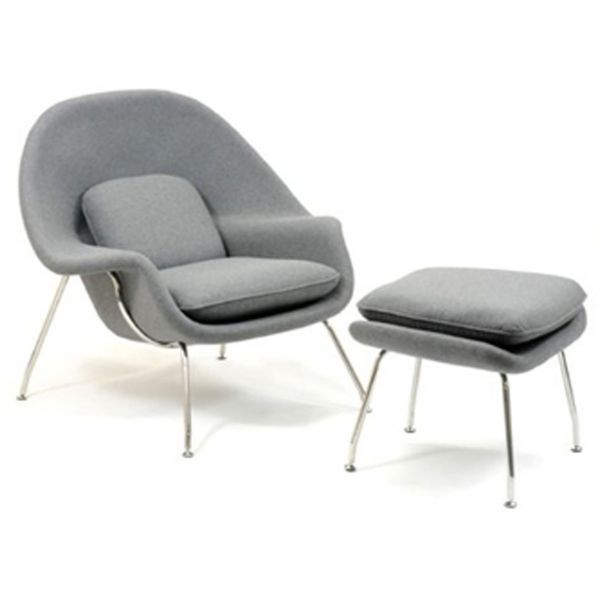 Woo Lounge and Ottoman - Light Grey